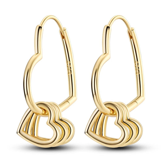 Aretes Corazones Dorados Amor Infinito