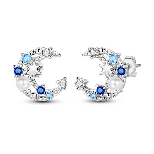 Aretes Luna Cósmica Brillo Celestial