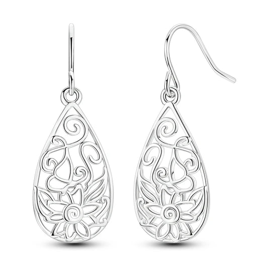 Aretes Gota Filigrana Flor de Luz