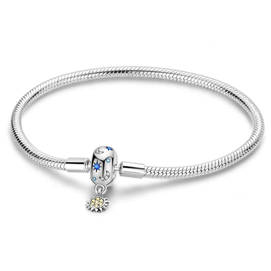 Brazalete cadena de serpiente broche de luna y estrellas con colgante de sol