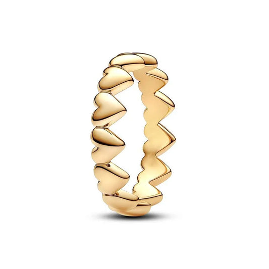 Anillo Corazones Dorados