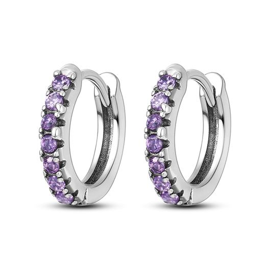 Aretes Aro Brillante Elegancia Violeta