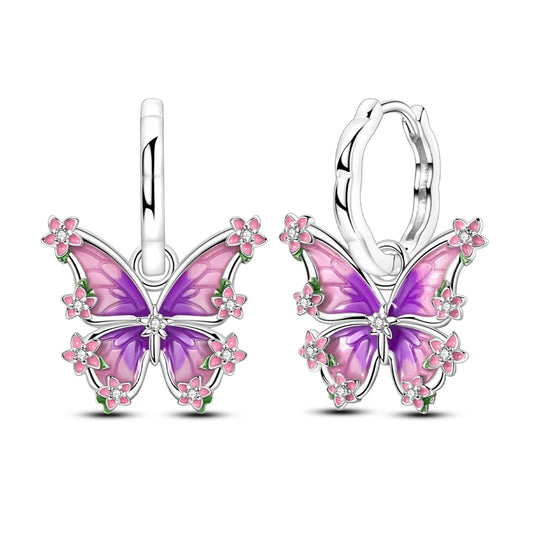 Aretes Aro Mariposa Jardín Encantado